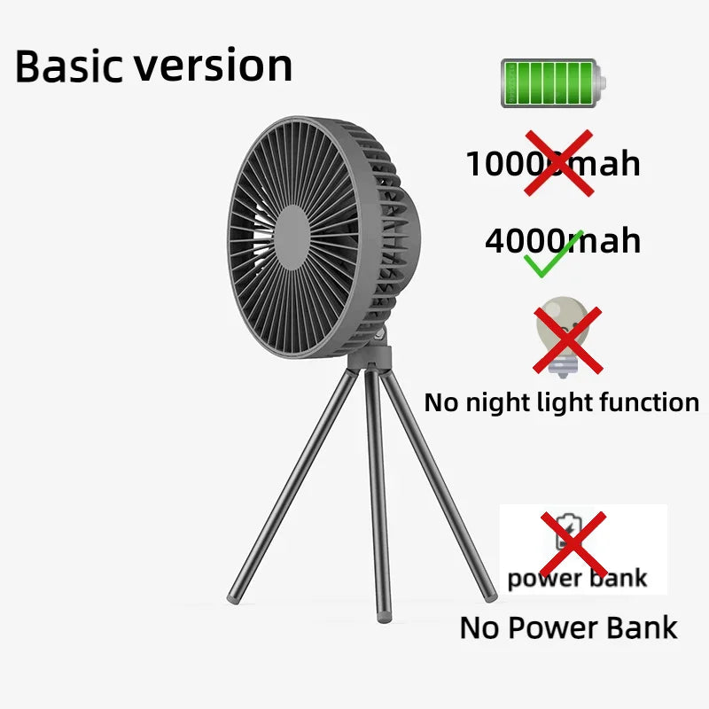 Portable 3-in-1 Camping Fan with PowerBank