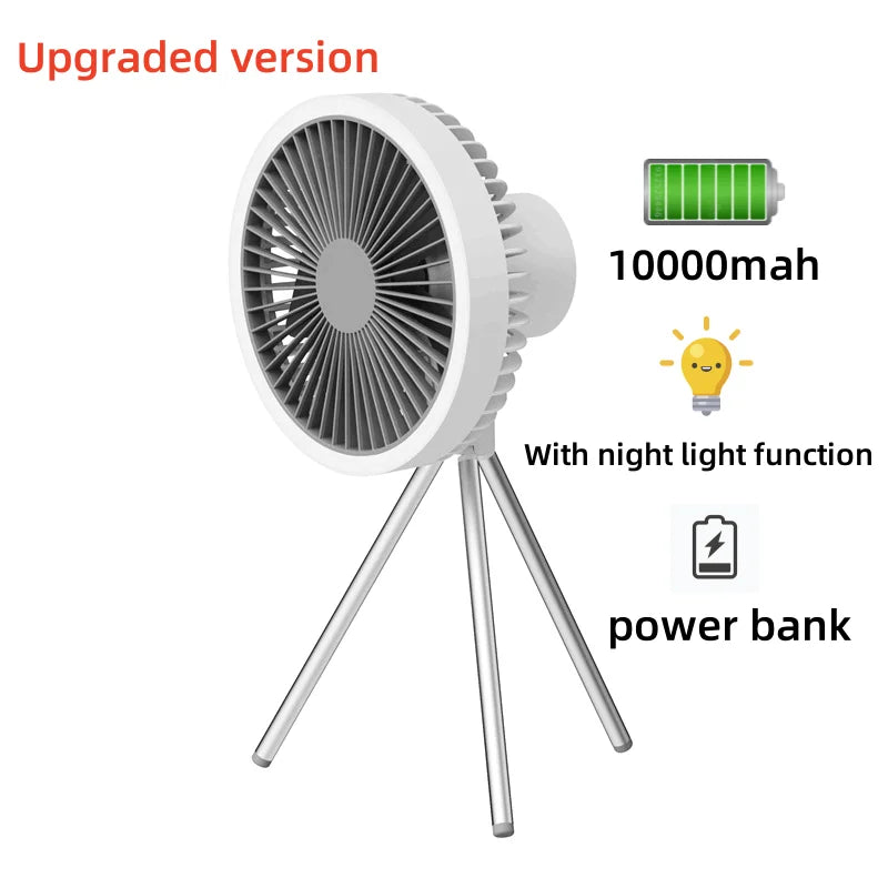 Portable 3-in-1 Camping Fan with PowerBank